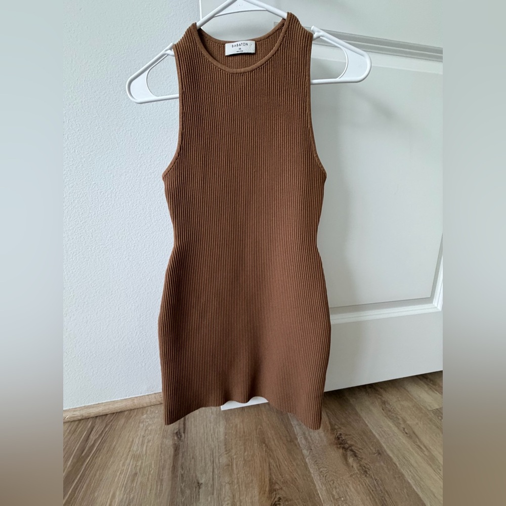 Aritzia Babaton Tan/ Camel Ribbed Knit dress